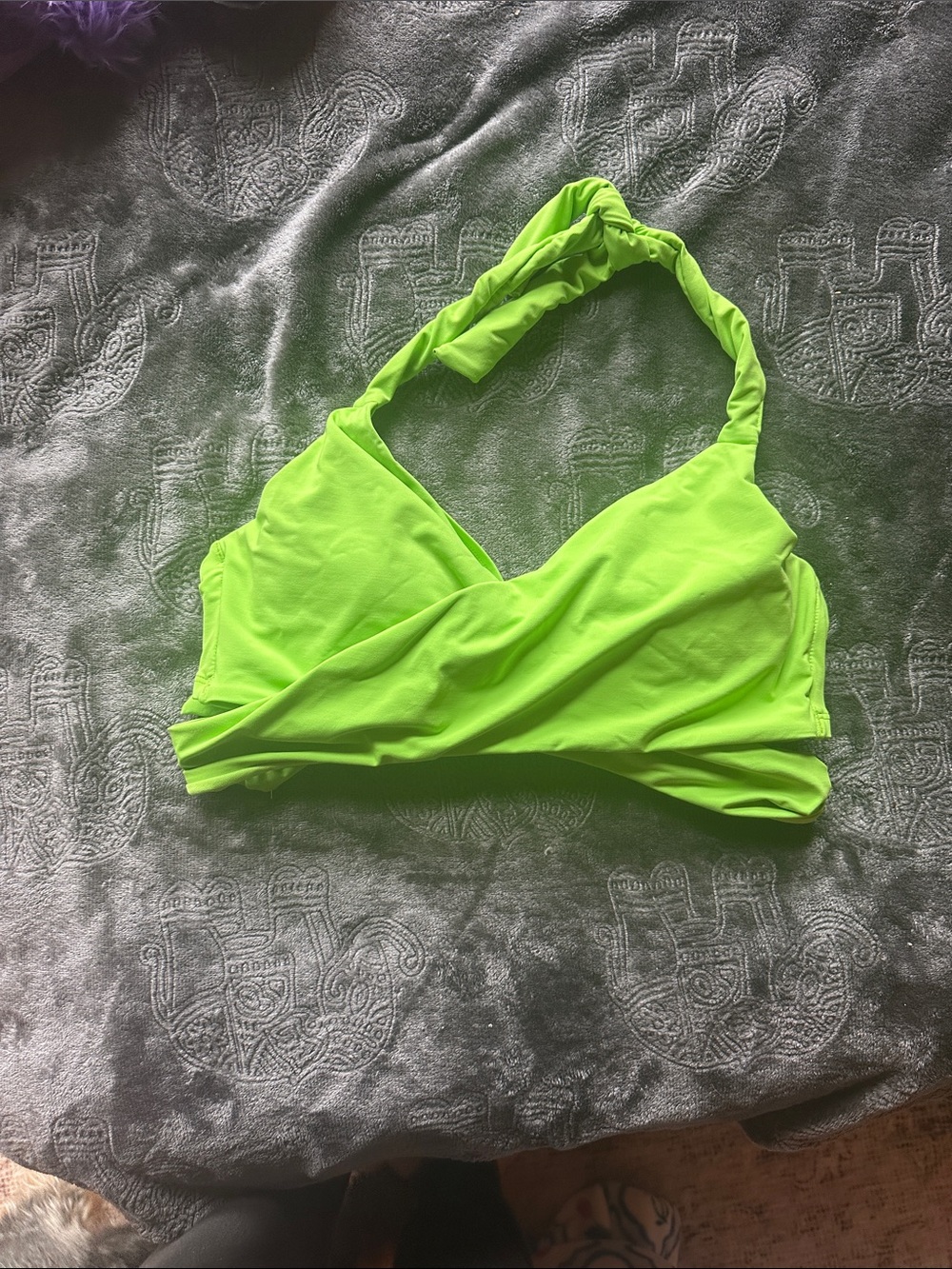 Neon Lime Halter Swim Top - Women Swim CRZ Yoga  38D/DD